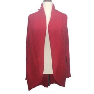 Chaps Red Cable Knit Longline Waterfall Cardigan | Plus 2X Vintage